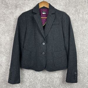 J. Crew Grey Stripe Schoolboy Blazer Wool Blend Jacket‎ Women Size 2